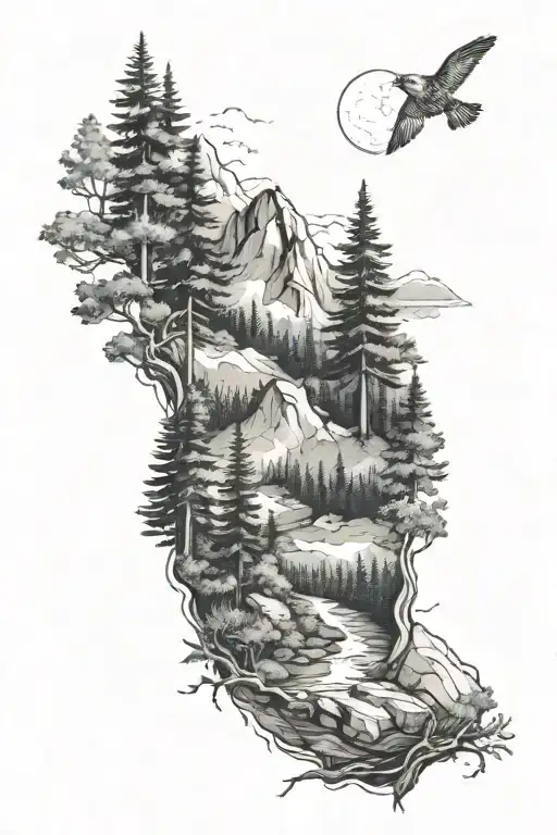 Forrest And Mountain Landscape