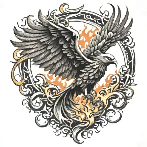 Phoenix Rising From Flames