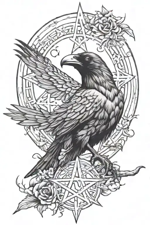 Raven With Moon Pentagram