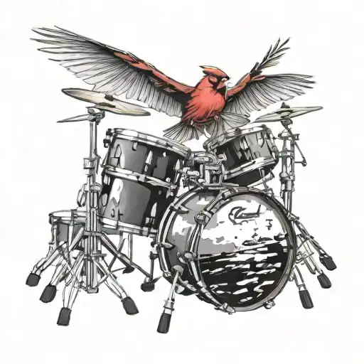 Cardinal Flying Over Drums Amidst