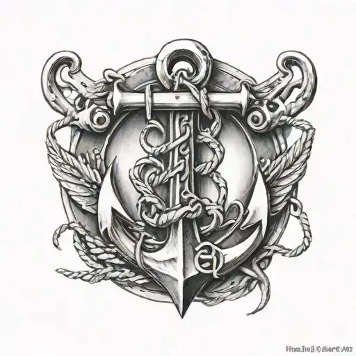 Anchor Made Of Wrenches With Rope And Feather