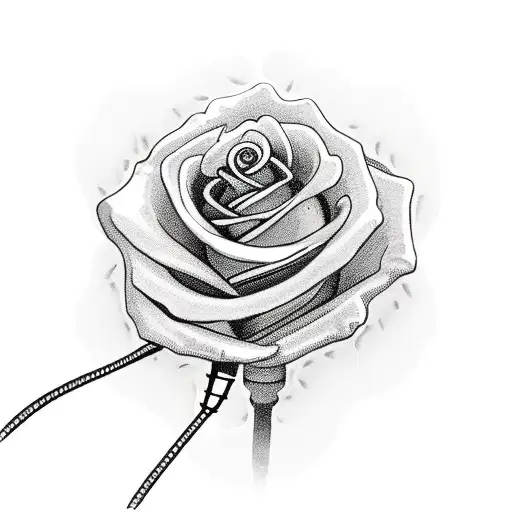 Microphone With A Skeleton Rose Wrapped Around It