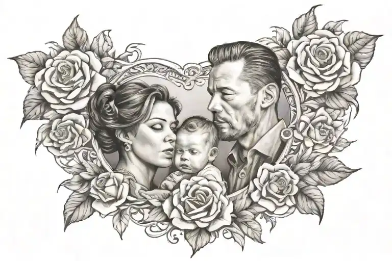 Family1st And Roses Surrounding