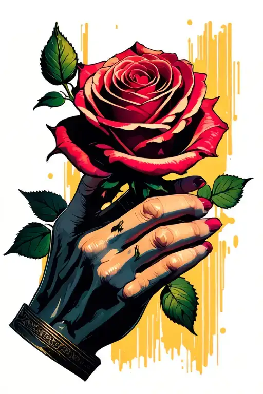 Cyberpunk Hand Holding Rose