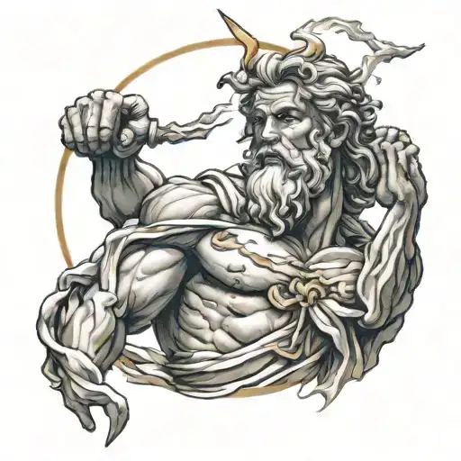 Greek Mythology Zeus Holding A Lightning Bolt