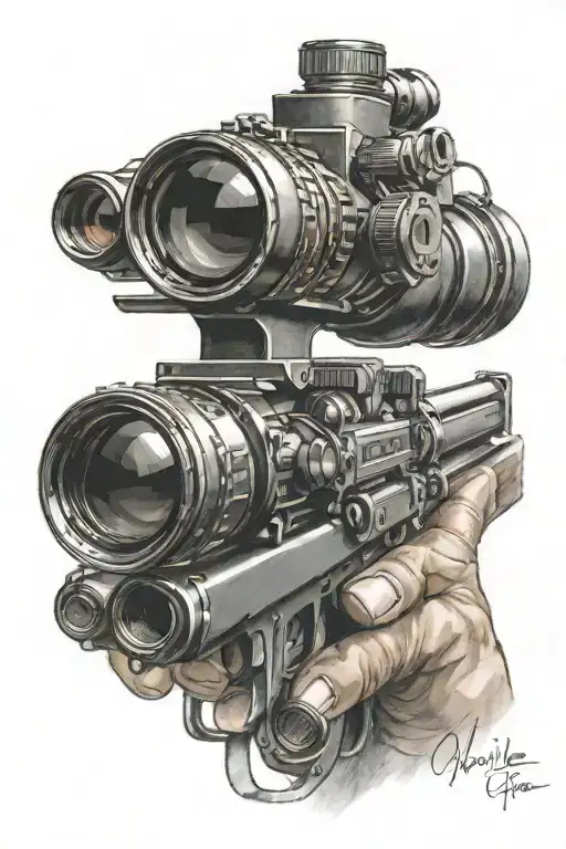 Rifle Scope Site Touches Humen Hand