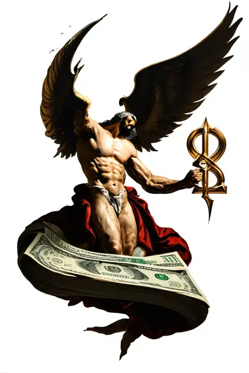 Arcangel Beating Lucifer Symbol Money