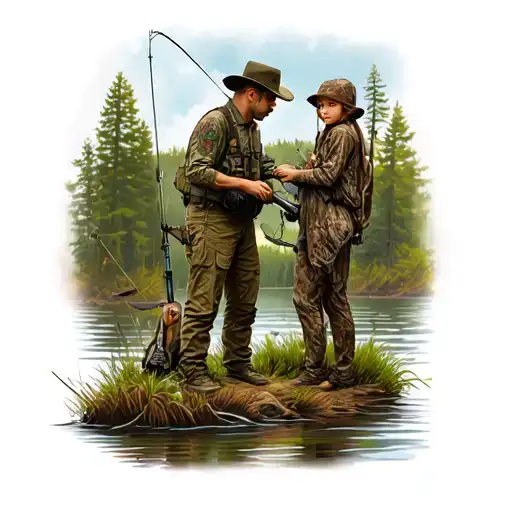 Daughter Son Outdoorsman Hunting And Fishing Lure Surrounded