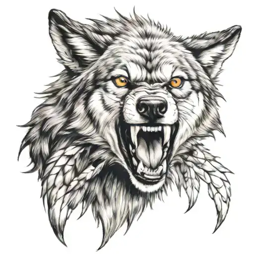 Realistic Extremely Angry Wolf Tattoo For Forearm
