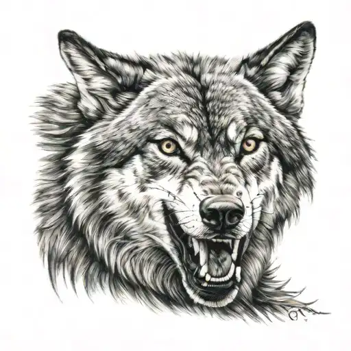 Realistic Angry Wolf Tattoo For Forearm
