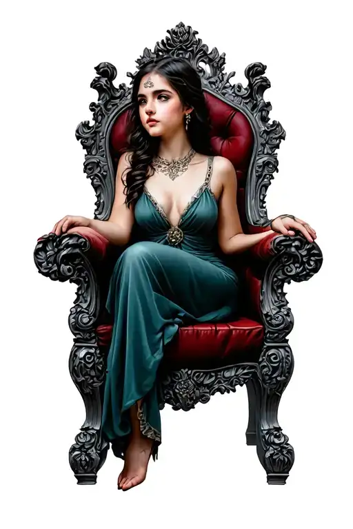 Girl Sitting On A Throne Made