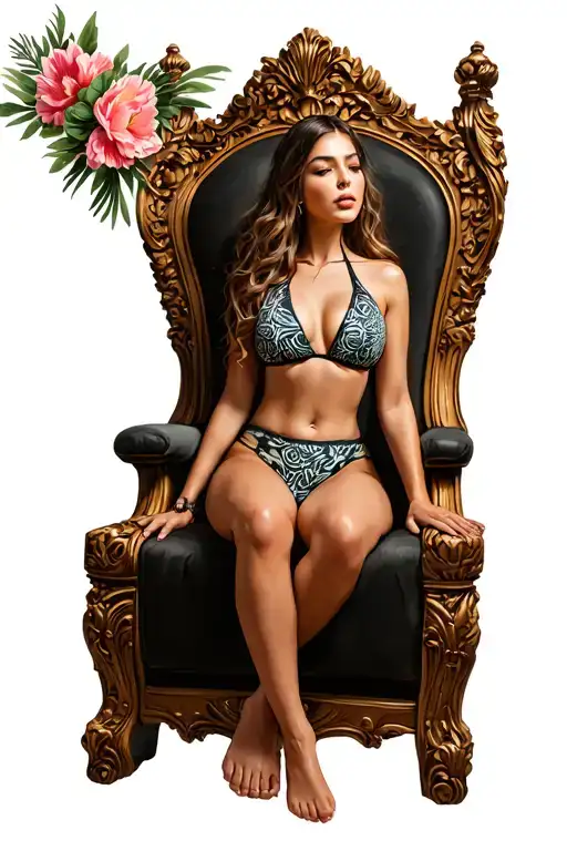 Girl Sitting On A Throne Made Bikini