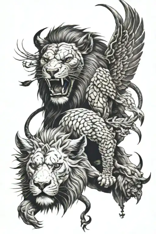 Lion Demon Et Crane