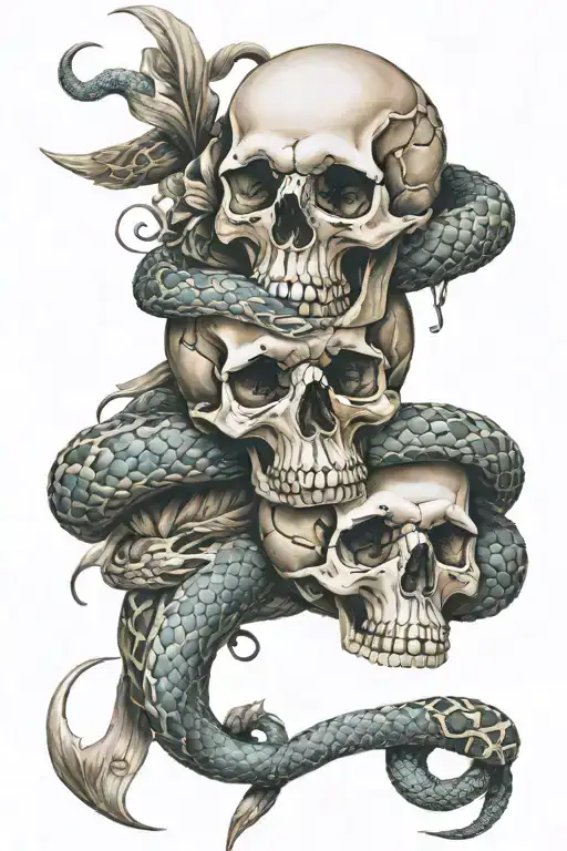 Skulls And Snake Wrapped