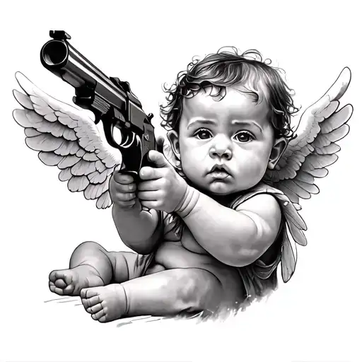 Gangser Street Baby Angel Aiming A Gun