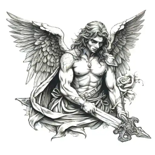 Fallen Angel Holding A Sword
