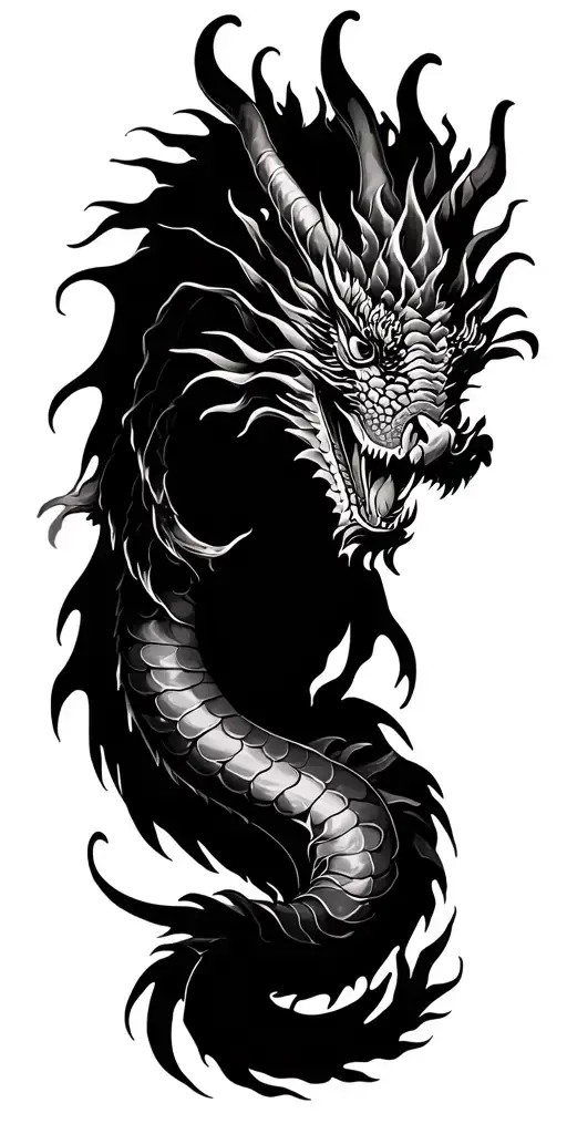 Dragon Winding With Hibiscus