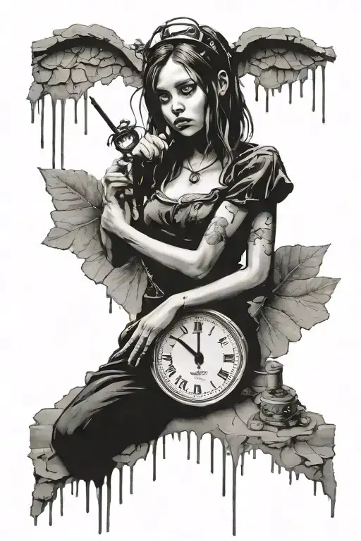 Banksy Girl And Melting Clock