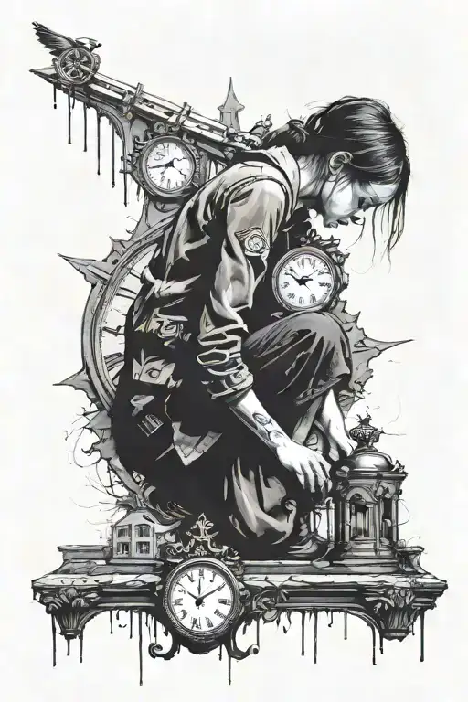 Banksy Girl And Melting Clock