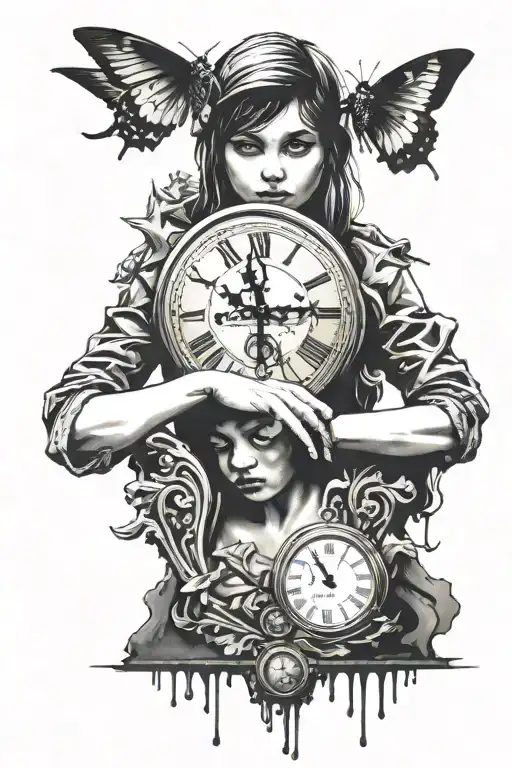 Banksy Girl And Melting Clock