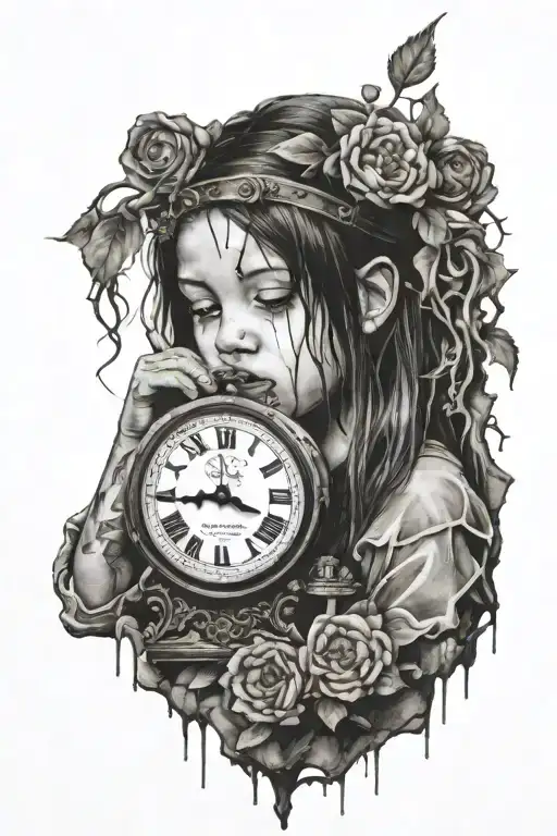Banksy Girl And Melting Clock