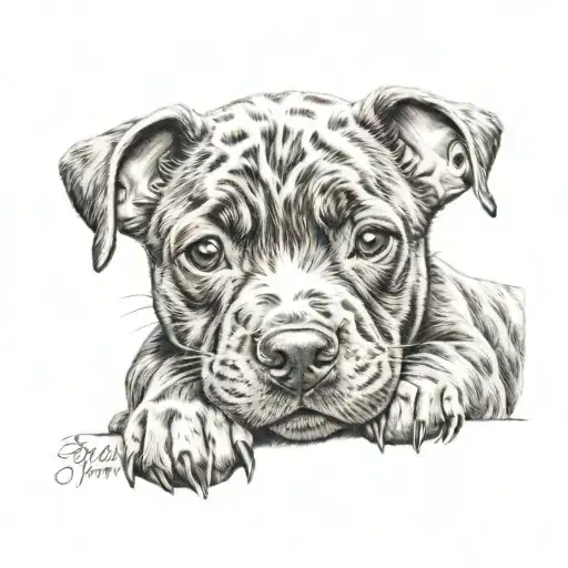 Brindle Staffy Puppy And White