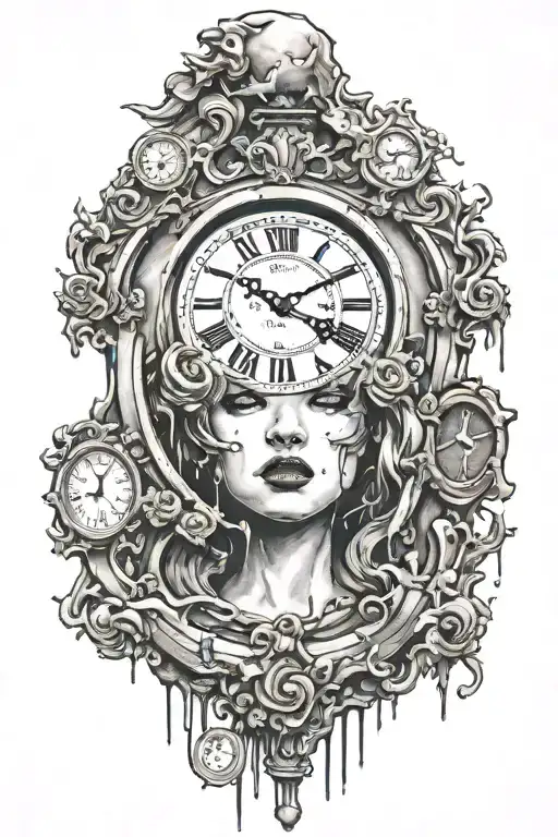 Melting Clock Embedded In Banksy Girl