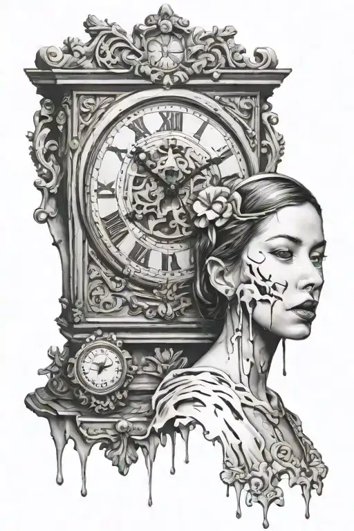 Melting Clock Embedded In Banksy Girl