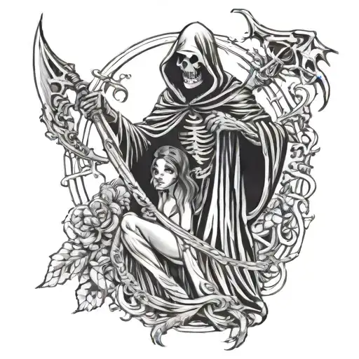 Grim Reaper And A Attractive Woman