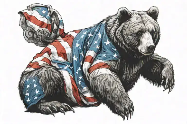 Patriotic Bear Sitting
