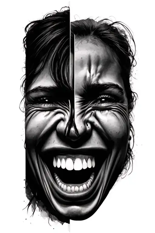 Half Face Crying Half Mask Laughing Face