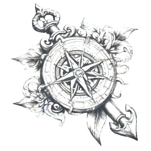 Anchor Compass Rose Intertwined