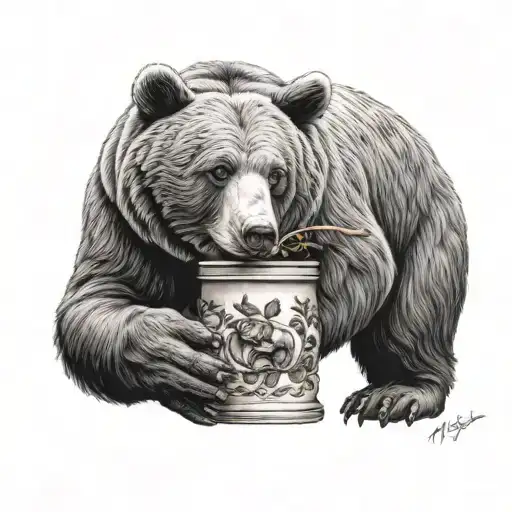 Bear Holding Honey Pot