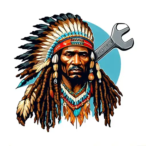 Gangsta Dread Locks Native American Holding Wrench