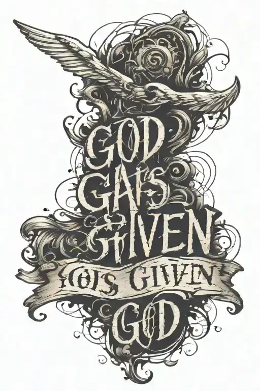 Script Text 'God Has Given' With Christian Related Designs
