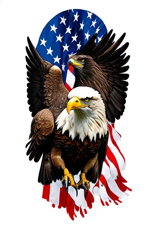 Bald Eagle And American Flag Intertwined