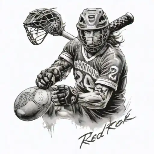 Lacrosse Player And Text 'Redrock'