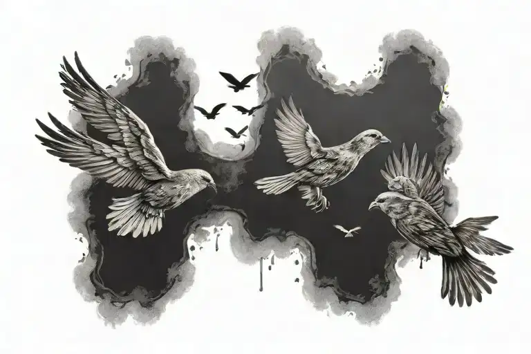 Leg Band With Birds Flying Away And Child Hand Print