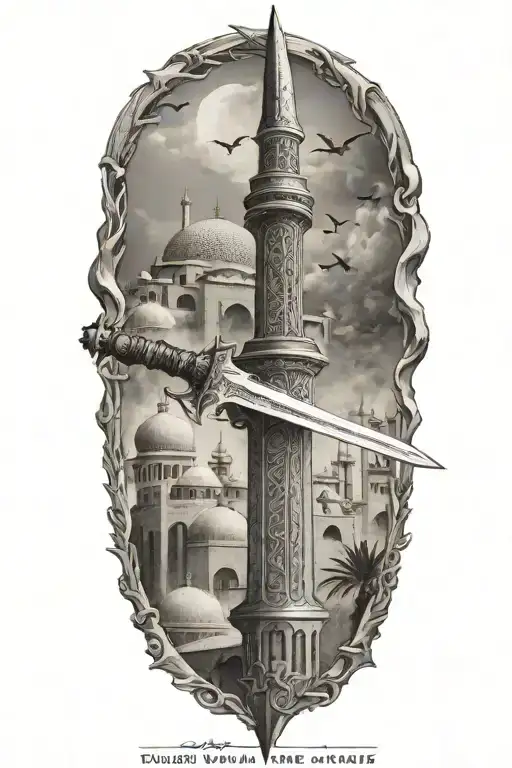 Sword And A Mosque In The Background