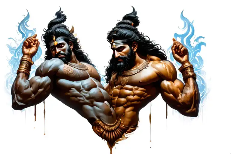 Concept Tattoo With Shiva Trishul Having Six Pack