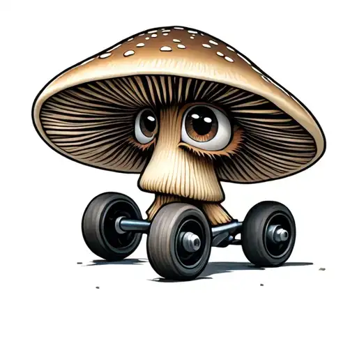 A Mushroom With Training Wheels And Sassy Eyes Looking