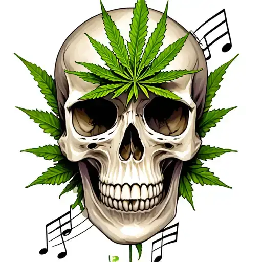 Skull Weed An Music Note Intertwined