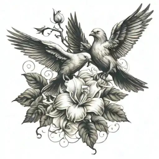Dove And Raven Fighting Demons Morning Glory