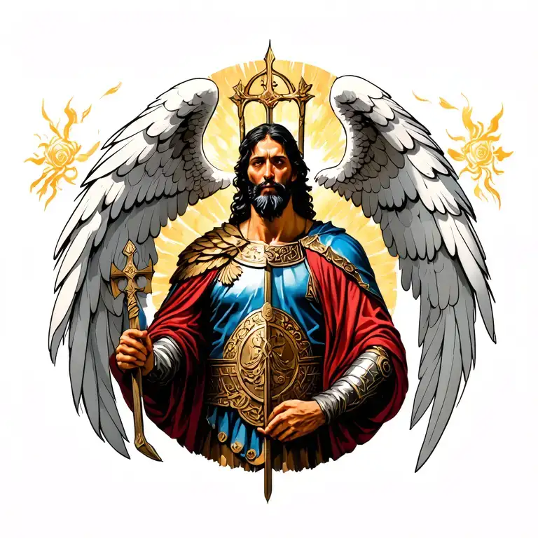 Greek God Japanese God Are Looking At A Crusader Man Angel