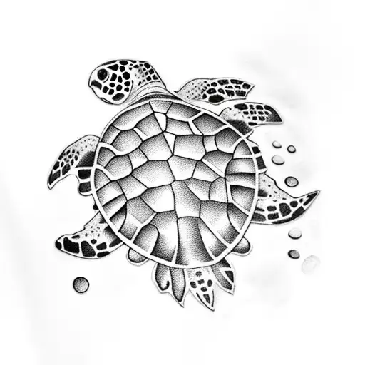 Sea Turtle With Flowers