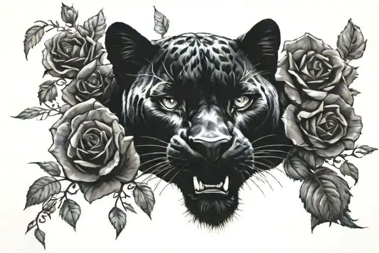 Black Panther And Black Roses