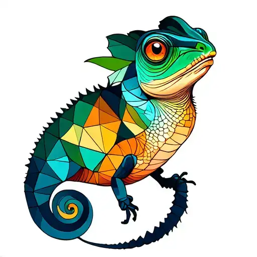 Geometric Tattoo Of A Cameleon