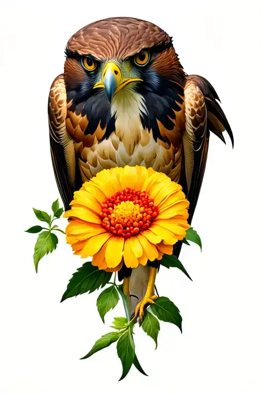 Hawk And Marigold Flower Growing