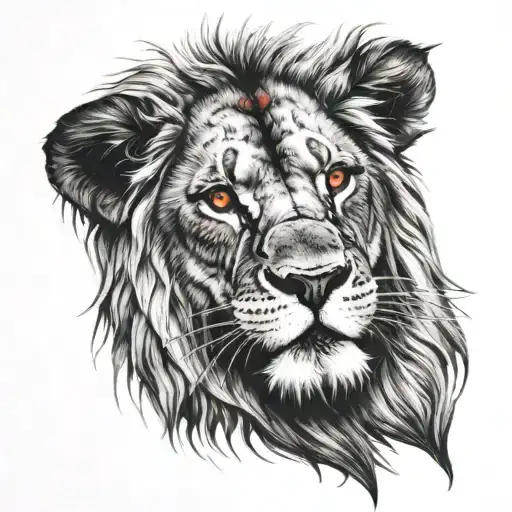 Lion With Cross Shaped Scar And Ruby Eye