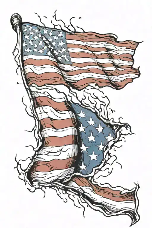 American Flag Ripping Through Skin Opening